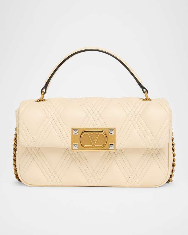 Rockstud Quilted Leather Top-Handle Bag
